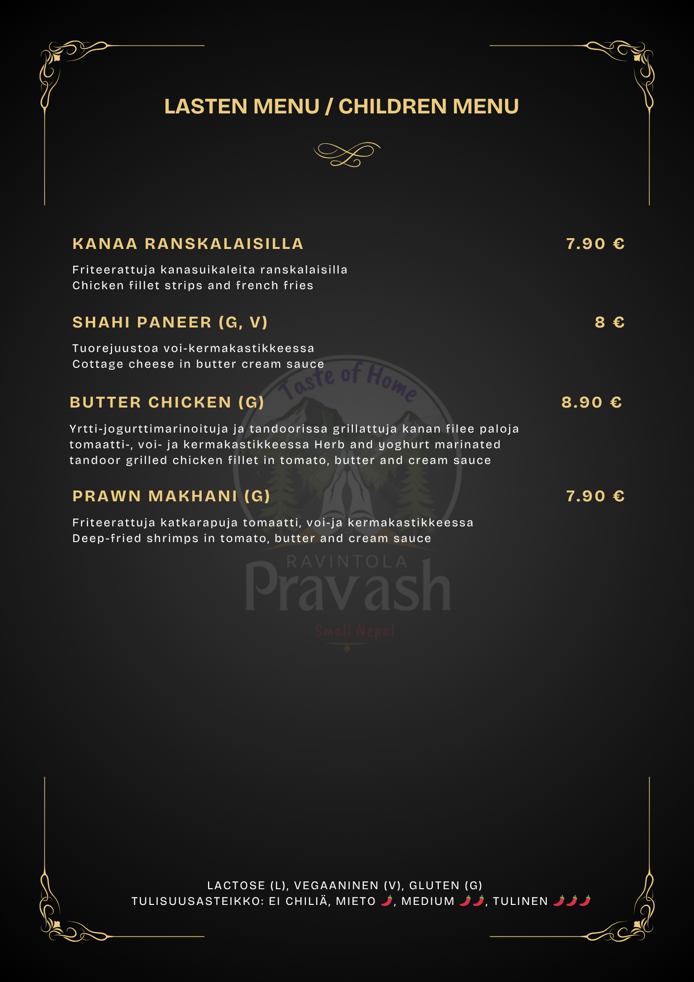 Side Orders Menu